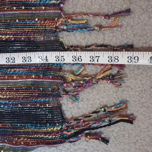 Multicolor Striped Scarf Shawl With Fringe And Sparkle - Picture 5 of 12